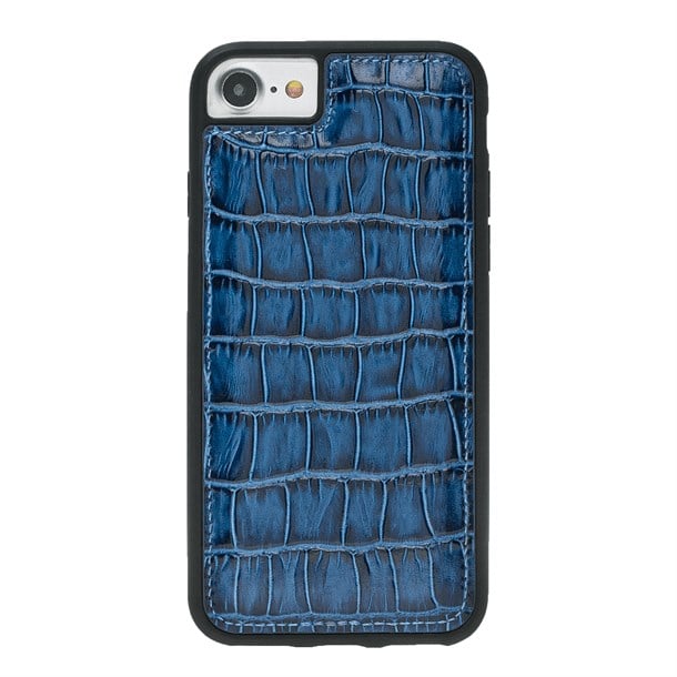 IPHONE  6-7-8 CROCO BLUE LEATHER COVER