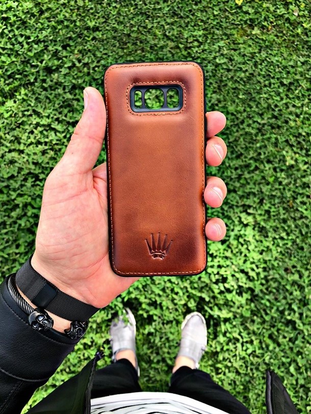 SAMSUNG S8 PLUS TAN LEATHER COVER