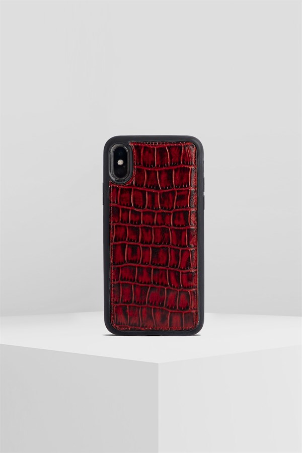 IPHONE X CROCO RED LEATHER COVERPHONE CASEWATCHOFROYALCRCOXREDIPHONE X CROCO RED LEATHER COVER